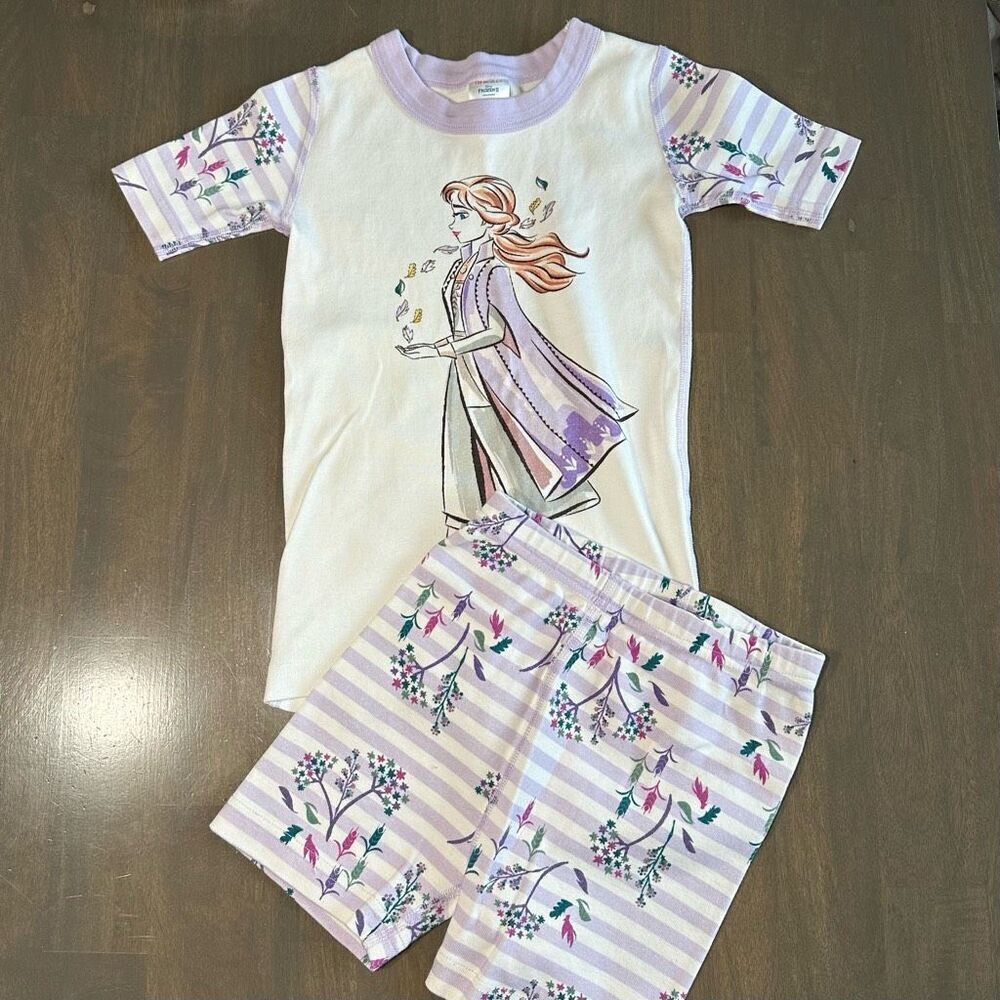 Hanna Andersson size 6-7 Frozen Elsa Short John Pajamas Purple